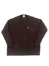 Classic Lacoste Cable Knit Sweater Wool Cotton Thick Knit Brown Mens Large 7