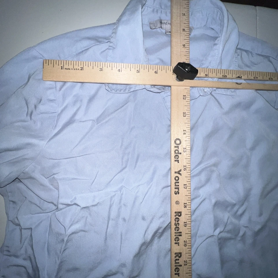 Blusa Marc New York Andrew Marc Mujer Azul Abotonada Flecos Parte Inferior Azul Mediana Foto 2 de 4