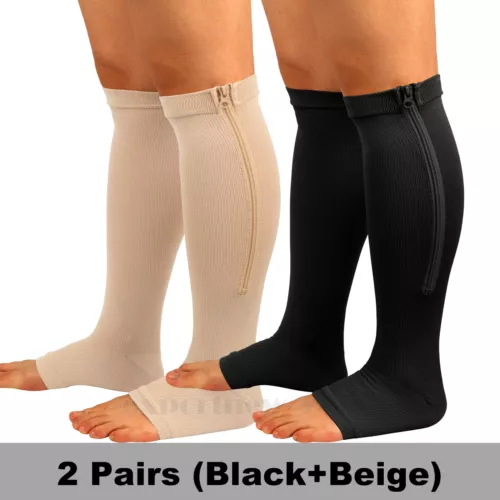 Zipper Compression Socks Support Graduated Stockings Mens Women 20-30mmHg Unisex - Picture 18 of 22