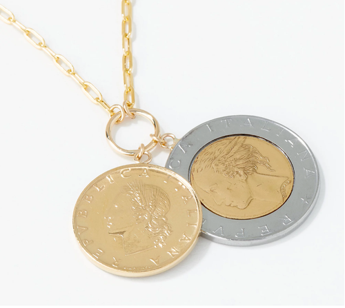 Italian Gold 14K Gold Double Coin 