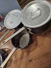 Vintage Commercial Aluminum Cookware Pots And Lids 5 Pc 1.5 Qt 2.5 Qt 4.5 Qt