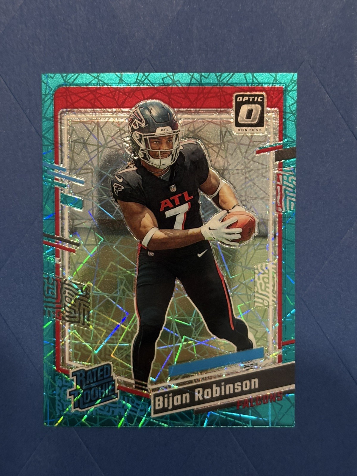 BIJAN ROBINSON 2023 DONRUSS OPTIC RATED ROOKIE TEAL VELOCITY RC #206 SSP