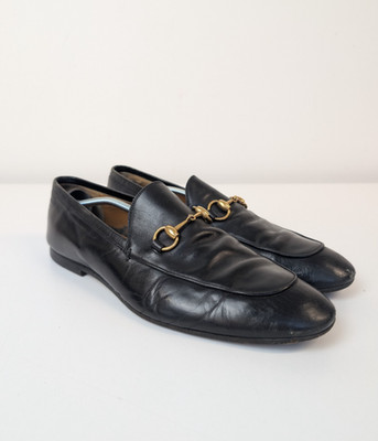 Gucci Jordaan 'Horsebit' Halbschuhe Herren 8,5 Schwarz Leder Runde Schuhe