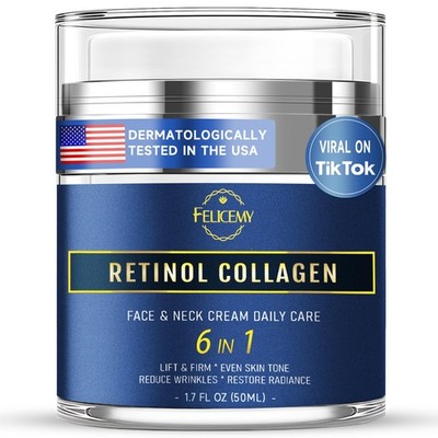 6-in-1 Face Cream for Men, Anti-Aging, Retinol, 1.7 Fl Oz