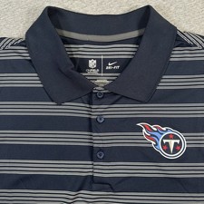 Tennessee Titans Polo Shirt Mens 2XL Blue Striped Nike NFL Onfield Football EUC