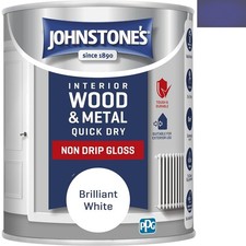Johnstone's Quick Dry Gloss Paint - Brilliant White, 750ml - Low Odour, Water...