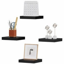 White Floating Shelf with Invisible Bracket Wall Mounted 40cm Home Storage Decor