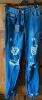 Women's Parisian Blue Distressed Boyfriend Jeans Size 10 BNWT