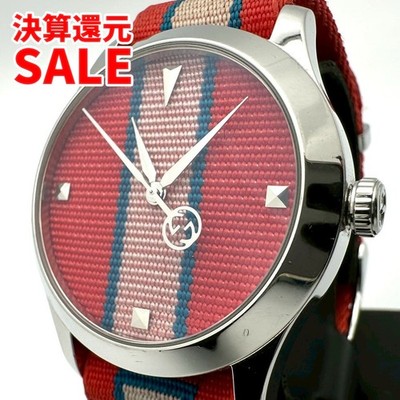 Gucci G-Timeless Uhr Rot Nylon SS Quarz 38mm Herren Aus Japan