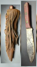 Vintage Trade Knife with Leather Fringe Sheath - Collectible