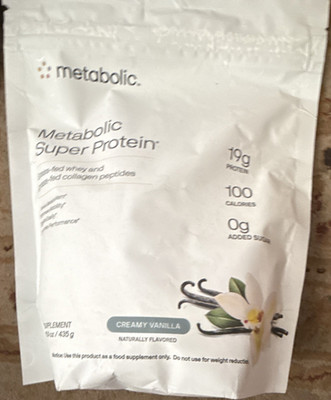 Metabolic Super Protein Powder Whey + Collagen Peptides Creamy Vanilla 15.34oz