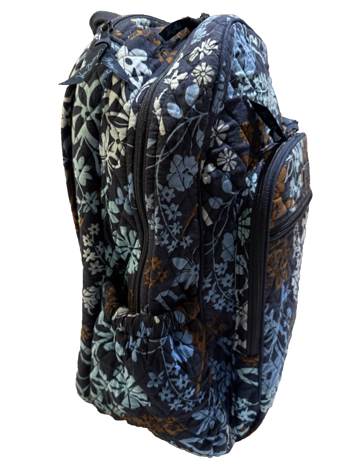 Vera Bradley Quilted  Backpack Java Flora Blue Br… - image 4
