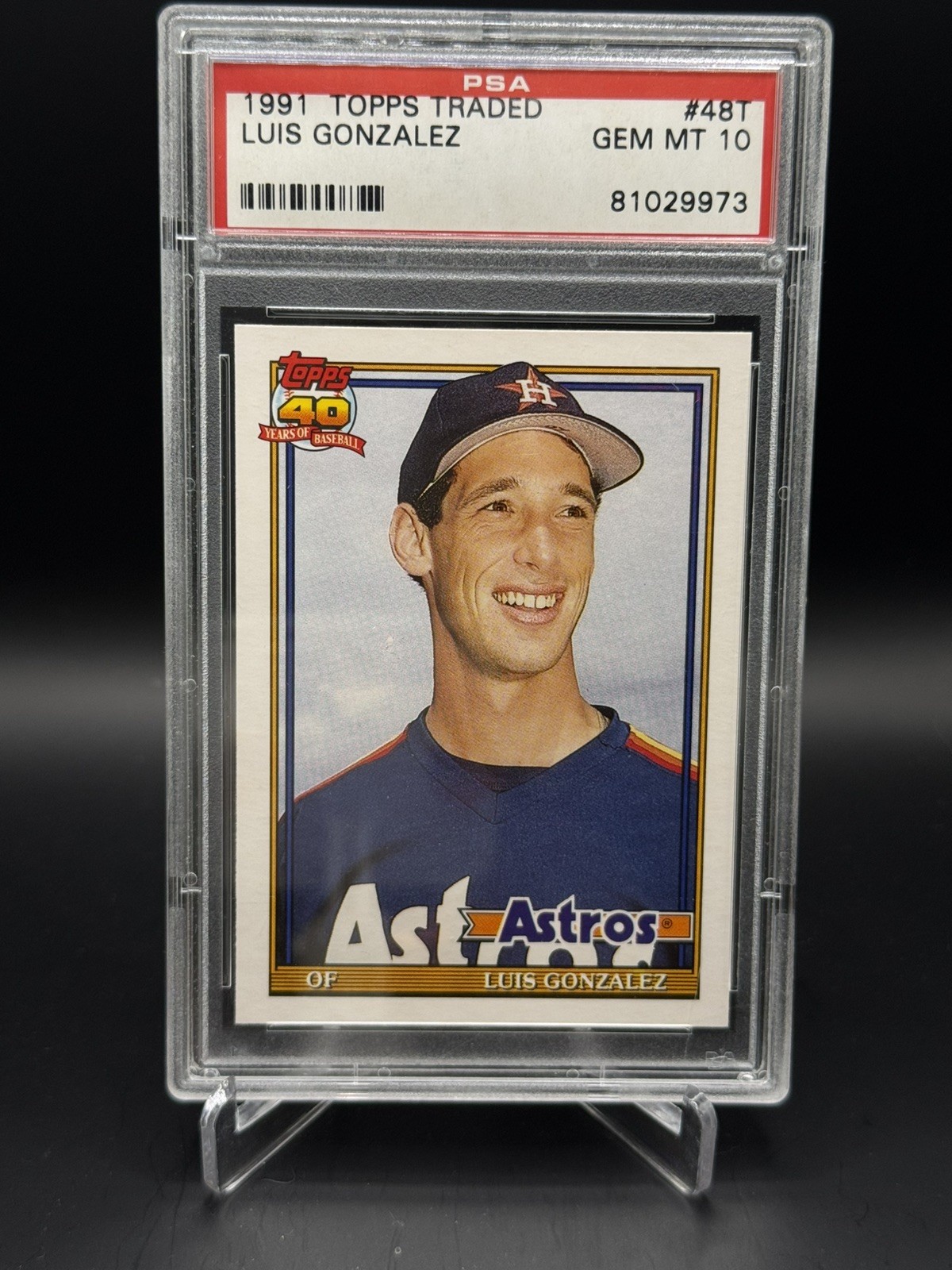 LUIS GONZALEZ 1991 Topps Traded Rookie Card #48T _ PSA 10 GEM MINT Diamondbacks