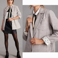 NWOT PILCRO Anthropologie Oversized Academia Blazer Jacket Stripe Beige Small