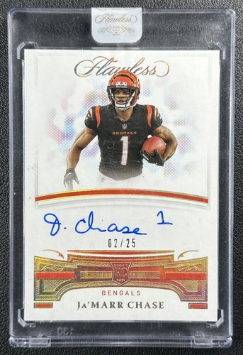 JA'MARR CHASE 2021 PANINI FLAWLESS ROOKIE FRAME SIGNATURES AUTO 02/25 BENGALS