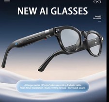 AI Smart Glasses, Blue Lenses, Unisex, 9-Megapixel Camera, 4K HD Video Recorder