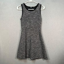 J. Crew Size 0 Black & White Tweed Fit & Flare Sleeveless Dress Wool Blend Silk