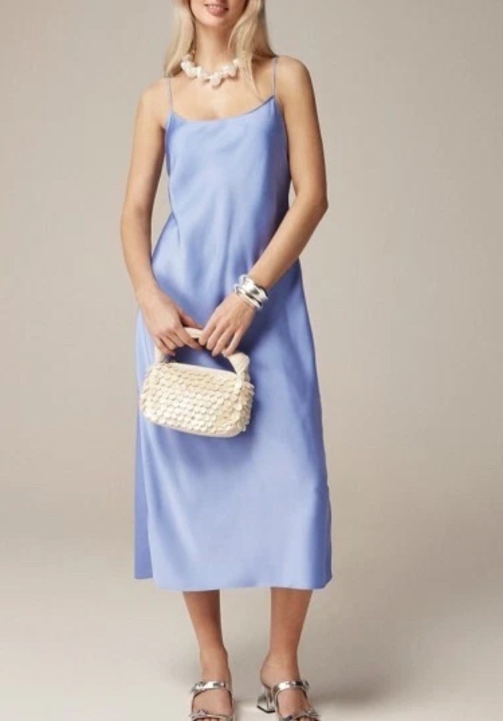 New J Crew Gwyneth Slip Dress Light Blue Sz 12 Adjustable Strap