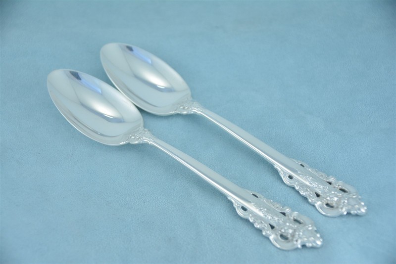 2 Wallace Grande Baroque Sterling Silver 6-1/4" Teaspoons No Monogram