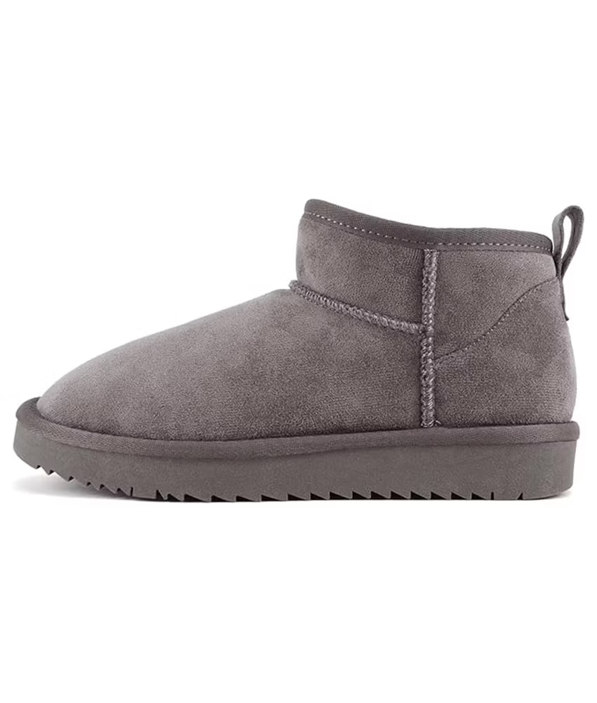 Soda MUTUAL Womens Faux Fur Mini Snow Ankle Boots - Gray Imitation 4090₽