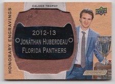 2018-19 UPPER DECK ENGRAINED HONORARY ENGRAVINGS JONATHAN HUBERDEAU /100 CALGARY