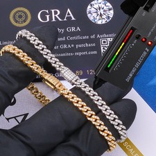 5mm Iced Moissanite Miami Cuban Link Chain Necklace Bracelet 925 Sterling Silver