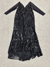 Morilee Madeline Gardner Black Sequin Evening Gown Mesh Sleeves Formal Dress 24