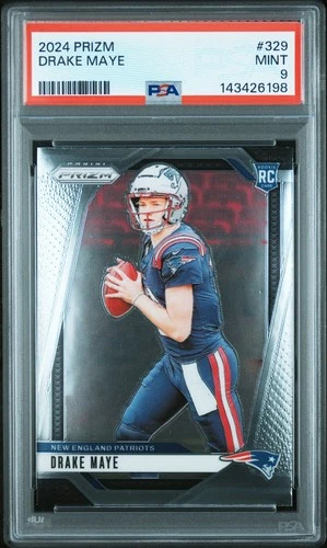 DRAKE MAYE PSA 9 2024 PANINI PRIZM #329 ROOKIE RC PATRIOTS 491