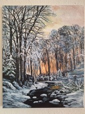 Eigenes Acrylbild. Leinwand. 40x50cm. ungerahmt. Bachlauf im Winter. Unikat.