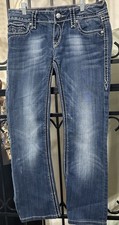 Rock Revival Jeans Women's Size 29 Alanis Bootcut Faded Embellished M Wash EUC