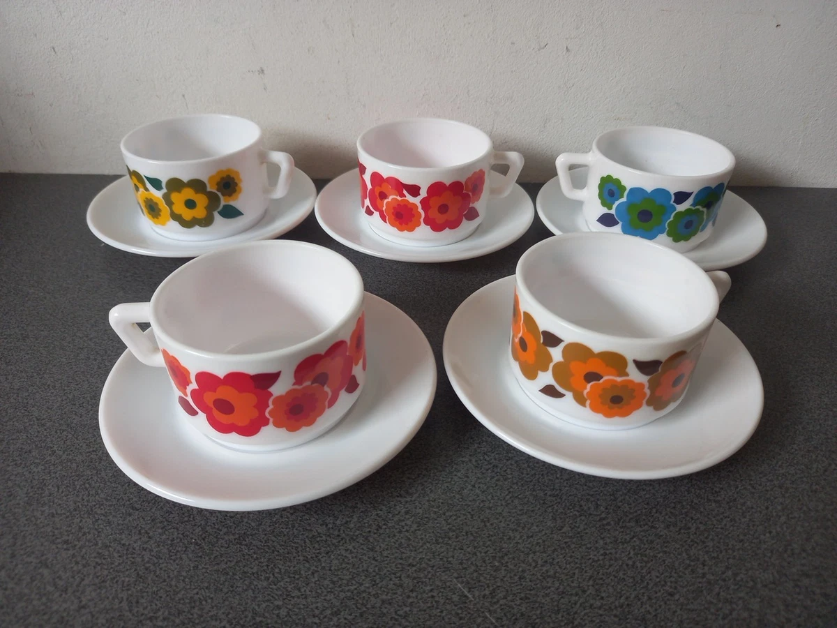 Vintage Lot De 6 Assiettes Plates Arcopal Lotus