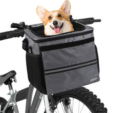 Bicycle Front Basket Pet Dog Carrying Bag Removable Suspension Folding Duffel Ba