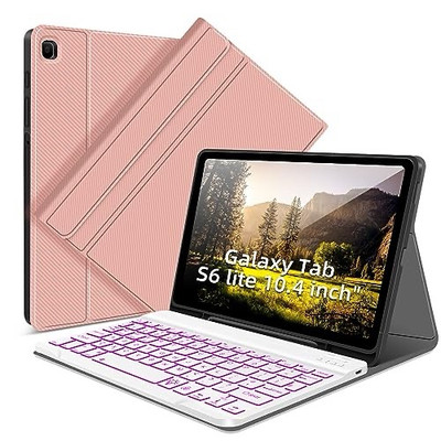 Backlit Keyboard Case For Samsung Galaxy Tab S6 Lite 10.4  w Keyboard, Rose Gold
