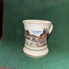Mustache Shaving Mug Gold Rim Porcelain Fireman&rsquo;s Wagon Vintage Viking Japan