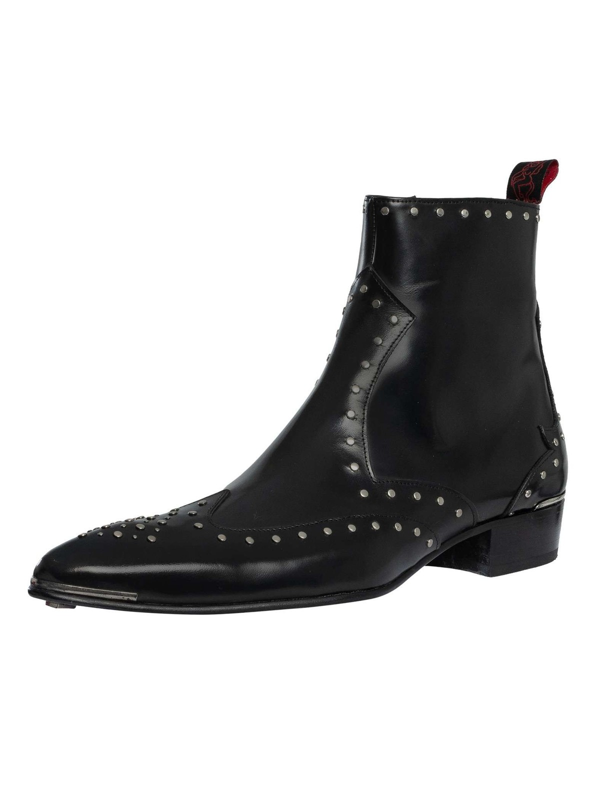 Jeffery West Men's Studded Zip Chelsea Leather Boots, Black