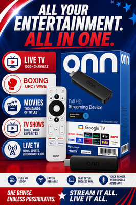 Unlocked onn. Full HD Streaming Device Google TV 1080p Voice Remote Plug & Play
