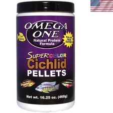 Omega One Super Color Sinking Cichlid Pellets, High Protein - 16.25 oz Bottle