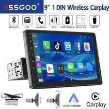 9" 1 Din Car Stereo Rotatable Radio CarPlay Android Auto Head Unit MP5 Player BT