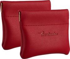 Travelambo Leather Squeeze Coin Purse Pouch Change Holder For Men  Women 2 pcs