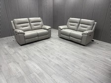 DFS 2+2 SEATER SOFA SET ELECTRIC RECLINER USB + USB-C LEATHER GREY