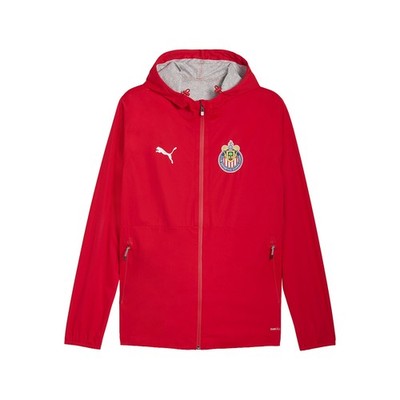 PUMA Chivas Training Rain Pro Full Zip Jacket Mens Red Casual Athletic Outerwear