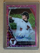 Panini 2021 Prizm Mason Montgomery Pink Velocity Auto PDP191 Texas Tech