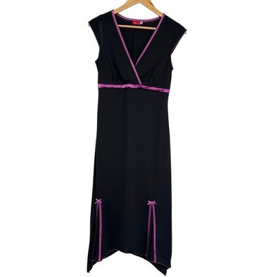 Ruby Rox Dress Women M Black Purple Sharkbite Hem Midi Whimsigoth Babydoll Party