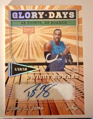 2025 Leaf Glory of the Game Dwight Howard AUTO 1/40 Orlando Magic 45 Pts/23 Reb