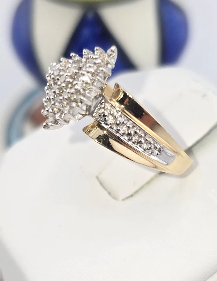 Anillo de oro macizo de 10k* Alto pulido** talla 7* diamantes O,33 quilates** WB148 Foto 3 de 4