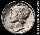1943-D Silver Mercury Dime-Choice Gem Brilliant Unc++ Lustrous No Reserve #G7513