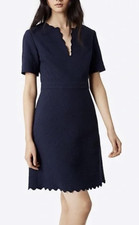 NWT $448 TORY BURCH BAILEY SCALLOPED SHORT SLEEVE NAVY BLUE DRESS SIZE 4
