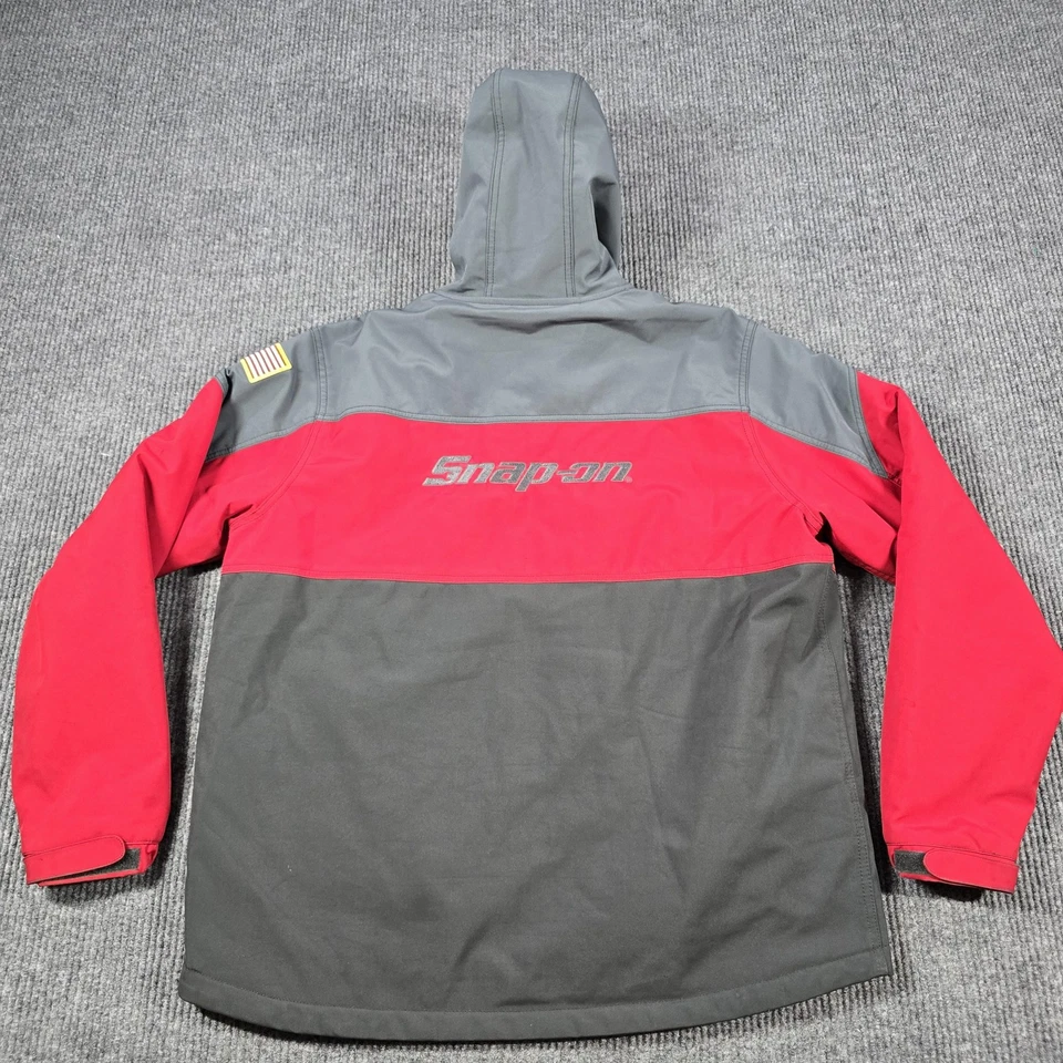 Snap-on Jacket Mens XL Red Gray Black Hooded Commander Workwear American Flag - Image 2 of 4