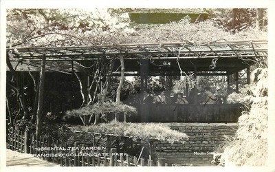 1940s San Francisco California Oriental Tea Garden Golden RPPC Postcard 26-1014