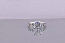 Sterling Silver Radiant Cut Cubic Zirconia Accented Band Ring 925 Sz: 7